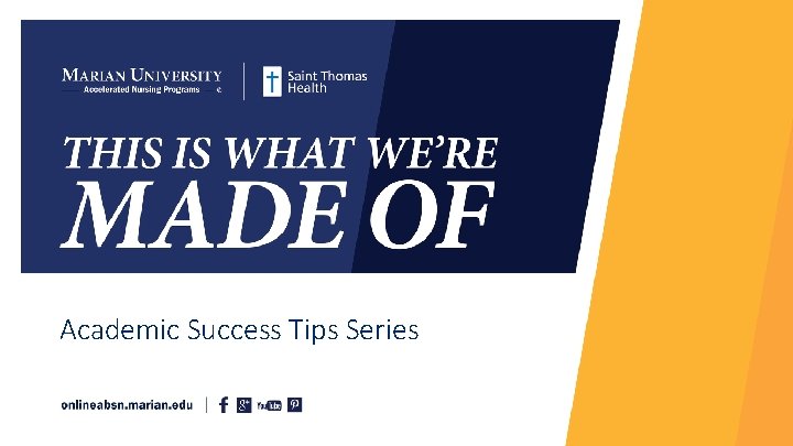 Academic Success Tips Series 