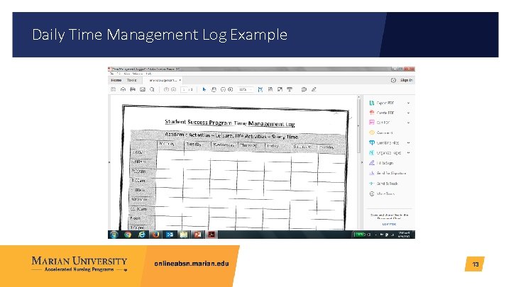 Daily Time Management Log Example 13 