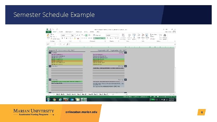 Semester Schedule Example 9 