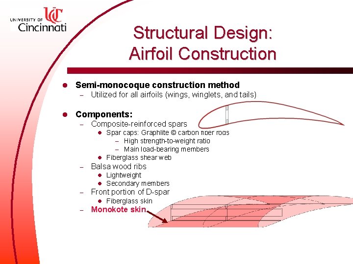Structural Design: Airfoil Construction l Semi-monocoque construction method – l Utilized for all airfoils