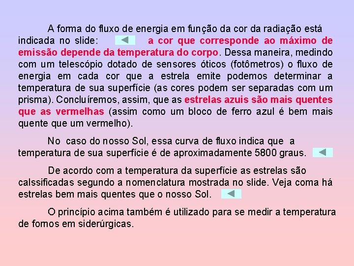 A forma do fluxo de energia em função da cor da radiação está indicada