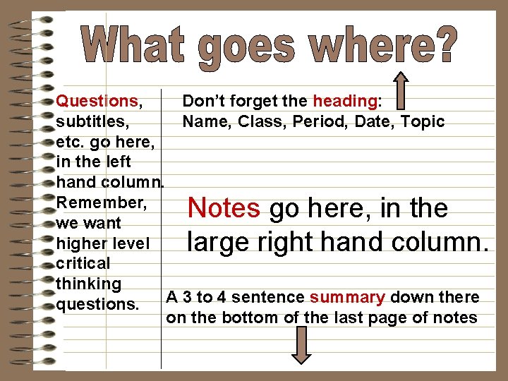 Don’t forget the heading: Questions, Name, Class, Period, Date, Topic subtitles, etc. go here,