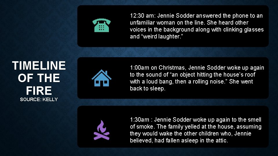 12: 30 am: Jennie Sodder answered the phone to an unfamiliar woman on the