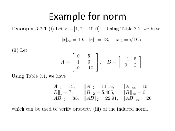 Example for norm 