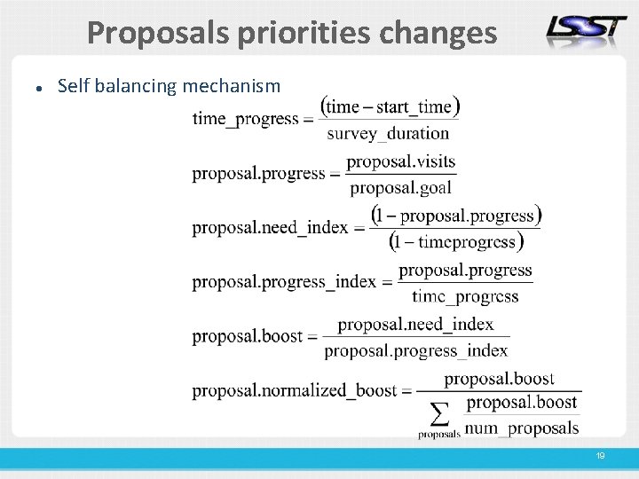 Proposals priorities changes Self balancing mechanism 19 