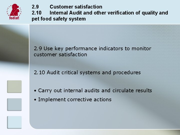 2. 9 Customer satisfaction 2. 10 Internal Audit and other verification of quality and