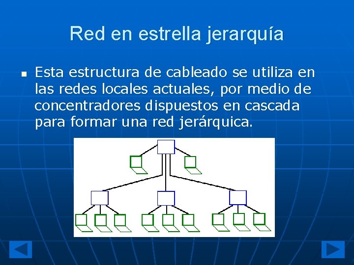 Red en estrella jerarquía n Esta estructura de cableado se utiliza en las redes