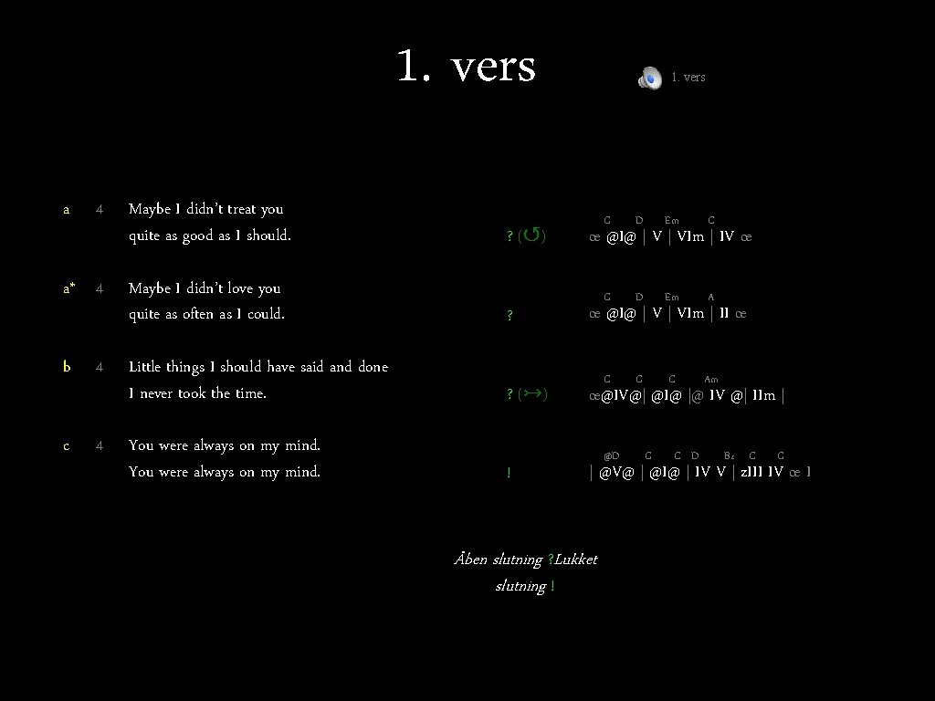 1. vers 4 Maybe I didn’t treat you quite as good as I should.