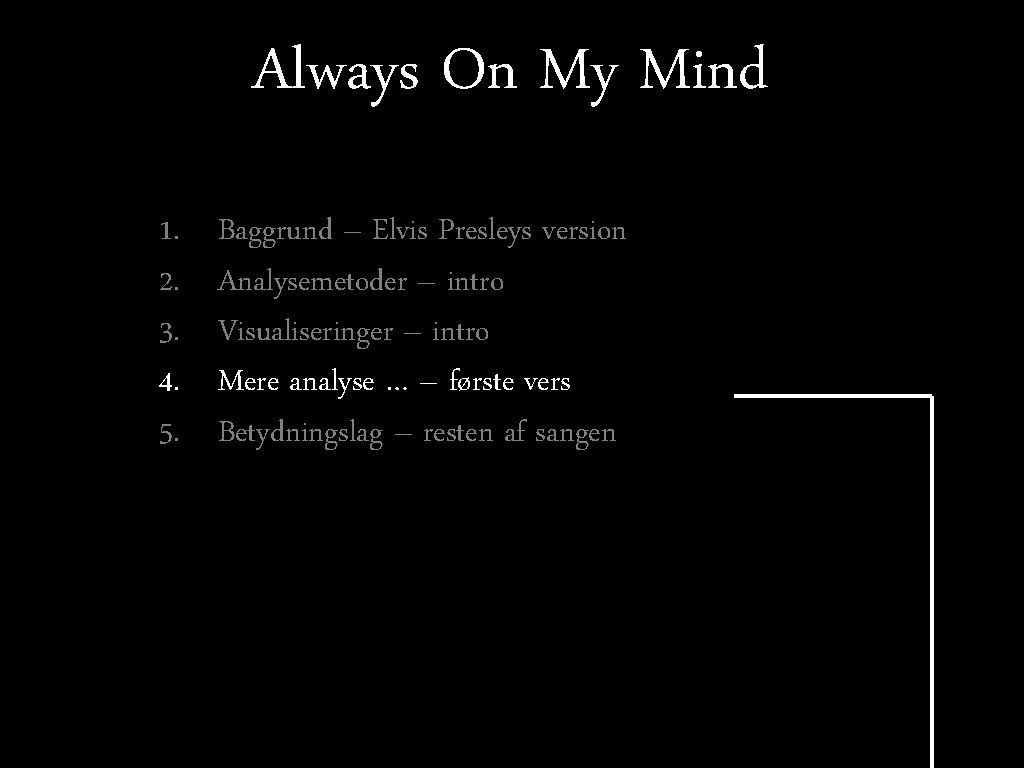 Always On My Mind 1. 2. 3. 4. 5. Baggrund – Elvis Presleys version