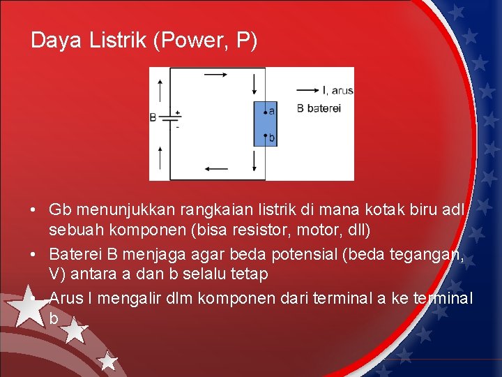 Daya Listrik (Power, P) • Gb menunjukkan rangkaian listrik di mana kotak biru adl