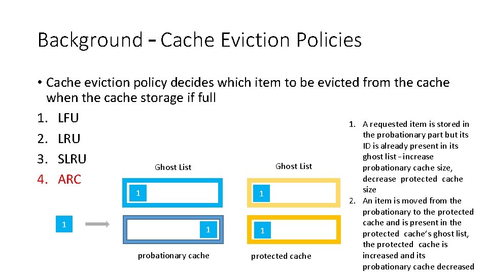 Background – Cache Eviction Policies • Cache eviction policy decides which item to be