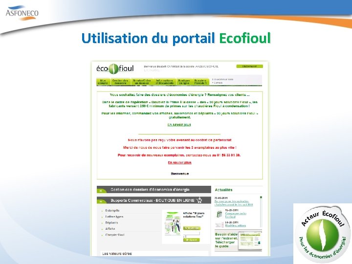 Utilisation du portail Ecofioul 