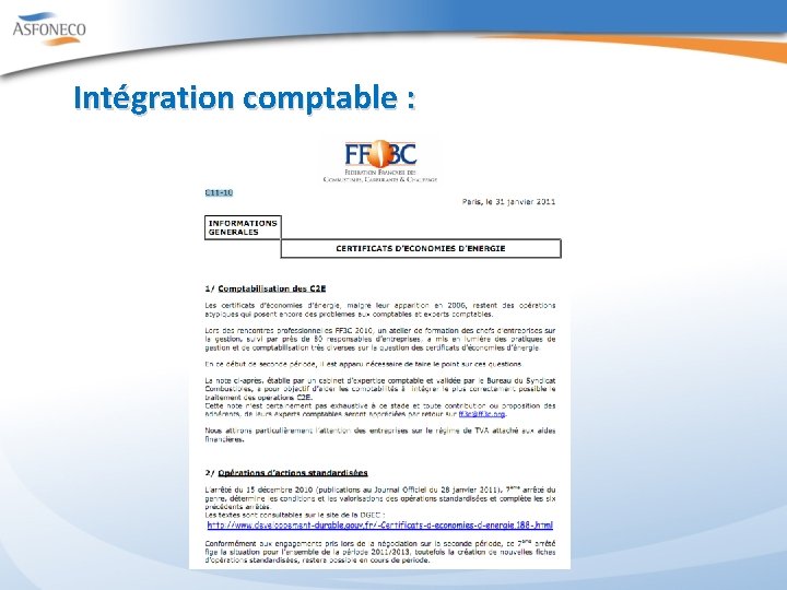 Intégration comptable : 