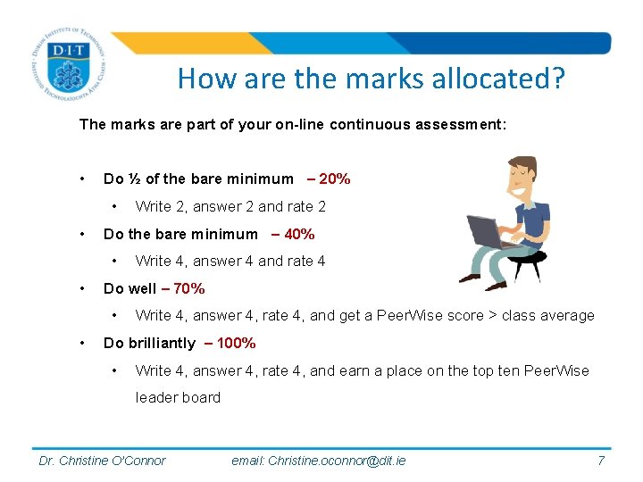 How are the marks allocated? The marks are part of your on-line continuous assessment: