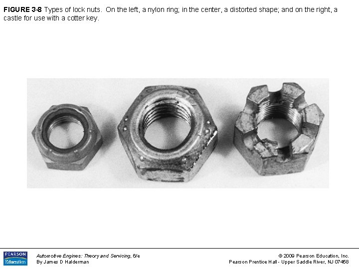 FIGURE 3 -8 Types of lock nuts. On the left, a nylon ring; in