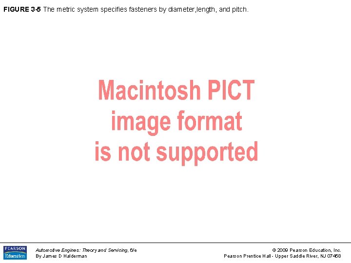 FIGURE 3 -5 The metric system specifies fasteners by diameter, length, and pitch. Automotive