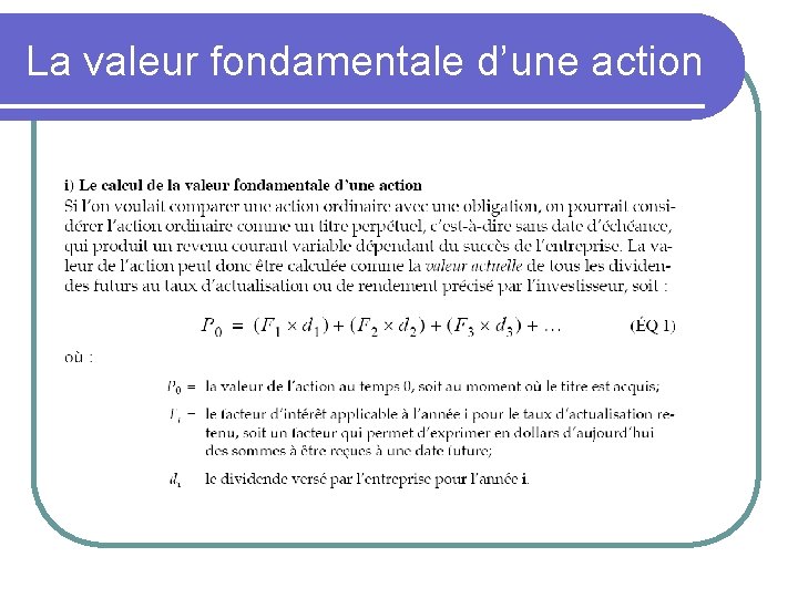 La valeur fondamentale d’une action 