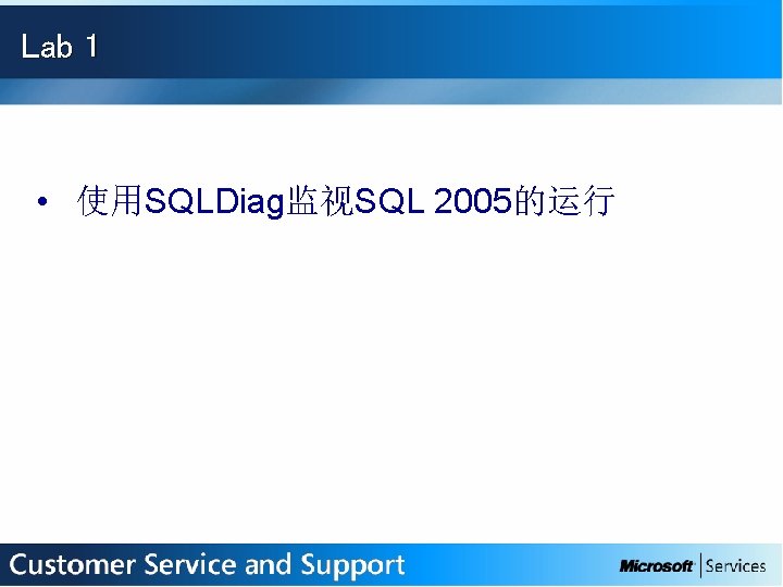 Lab 1 • 使用SQLDiag监视SQL 2005的运行 