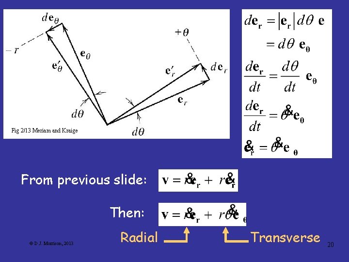 Fig 2/13 Meriam and Kraige From previous slide: Then: © D. J. Morrison, 2013