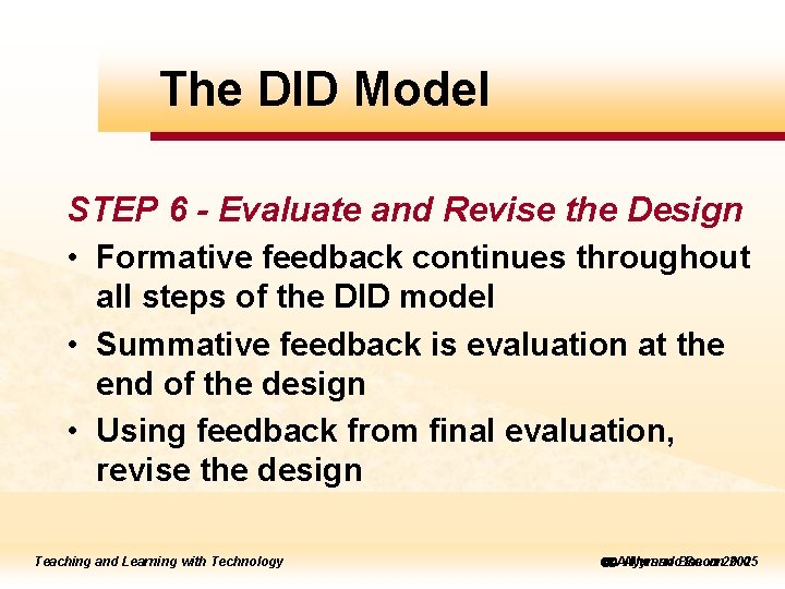 DIDMaster Modeltitle style ick. The to edit STEP 6 - Evaluate and Revise the