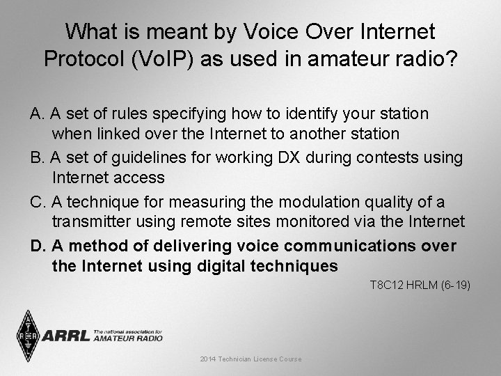 What is meant by Voice Over Internet Protocol (Vo. IP) as used in amateur