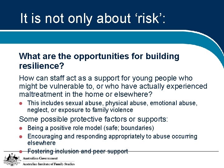 It is not only about ‘risk’: What are the opportunities for building resilience? How