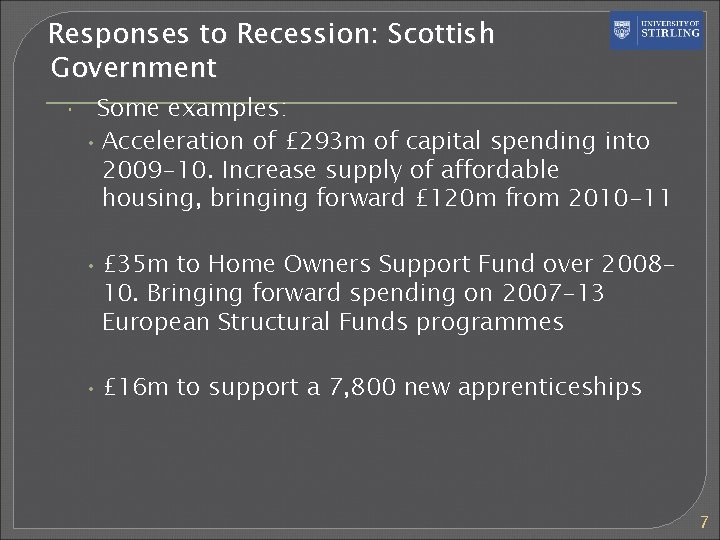 Scotland Wales Responses to the Recession David Bell