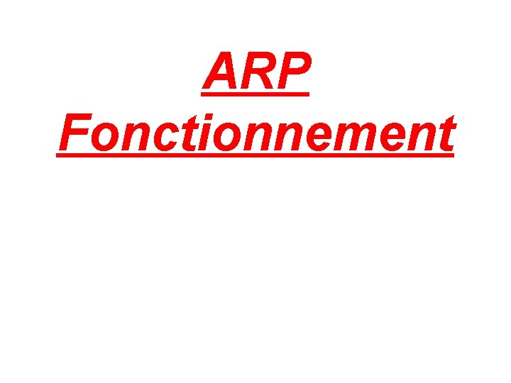 ARP Fonctionnement 