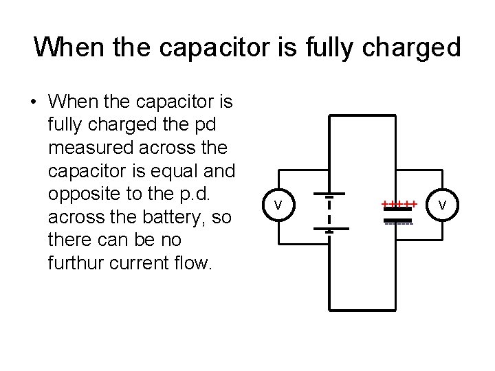 When the capacitor is fully charged • When the capacitor is fully charged the