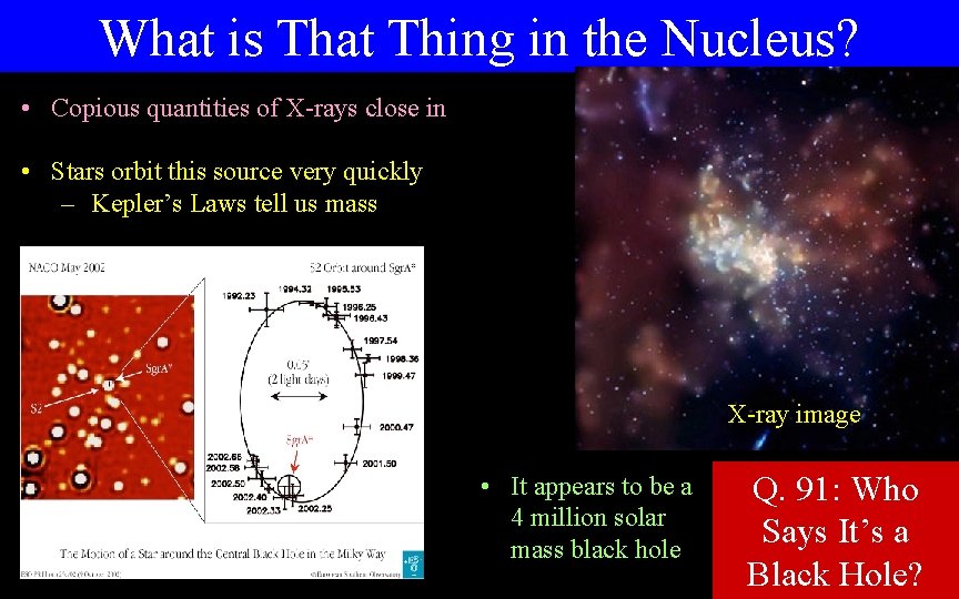 What is That Thing in the Nucleus? • Copious quantities of X-rays close in