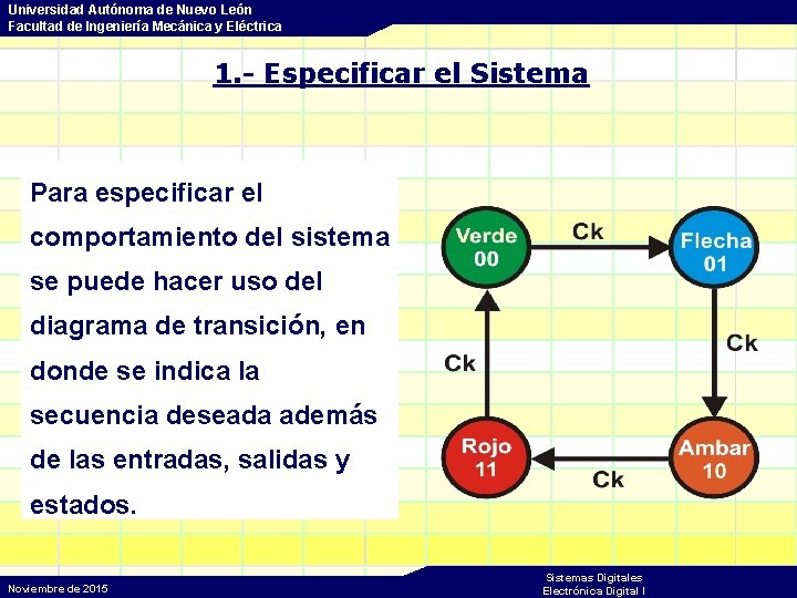 Universidad Autónoma de Nuevo León Facultad de Ingeniería Mecánica y Eléctrica 1. - Especificar