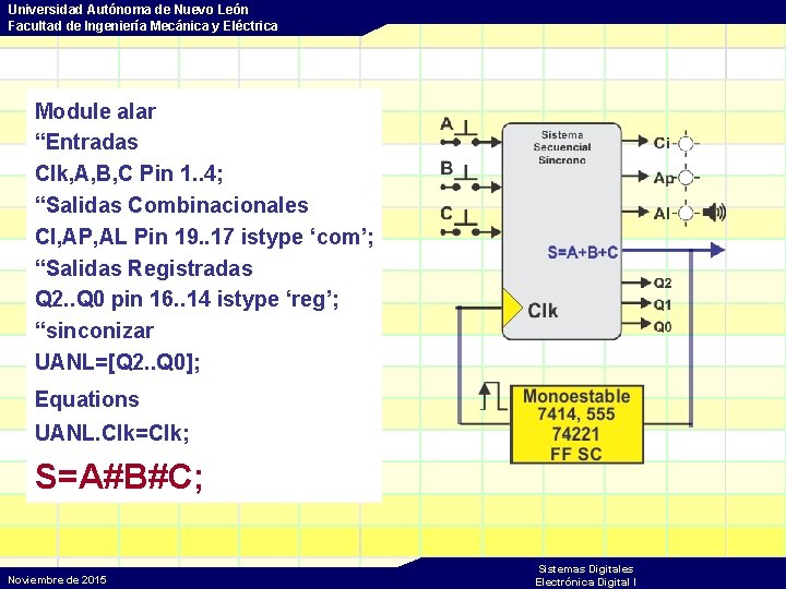 Universidad Autónoma de Nuevo León Facultad de Ingeniería Mecánica y Eléctrica Module alar “Entradas