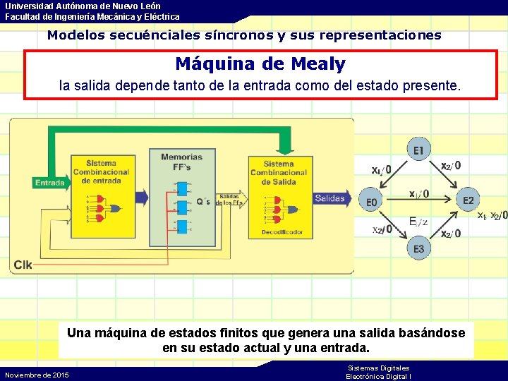 Universidad Autónoma de Nuevo León Facultad de Ingeniería Mecánica y Eléctrica Modelos secuénciales síncronos