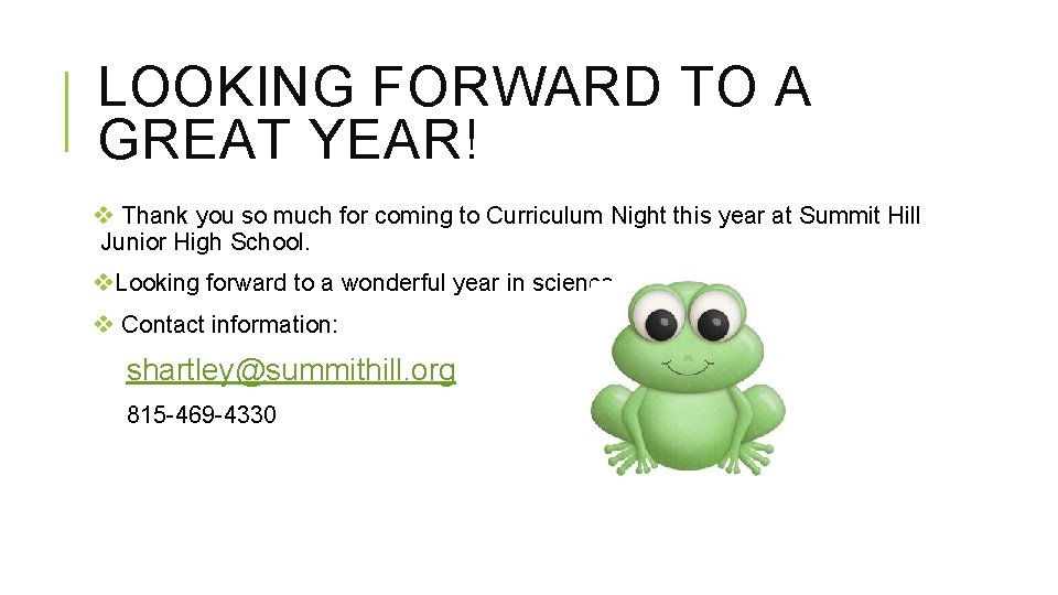 LOOKING FORWARD TO A GREAT YEAR! v Thank you so much for coming to