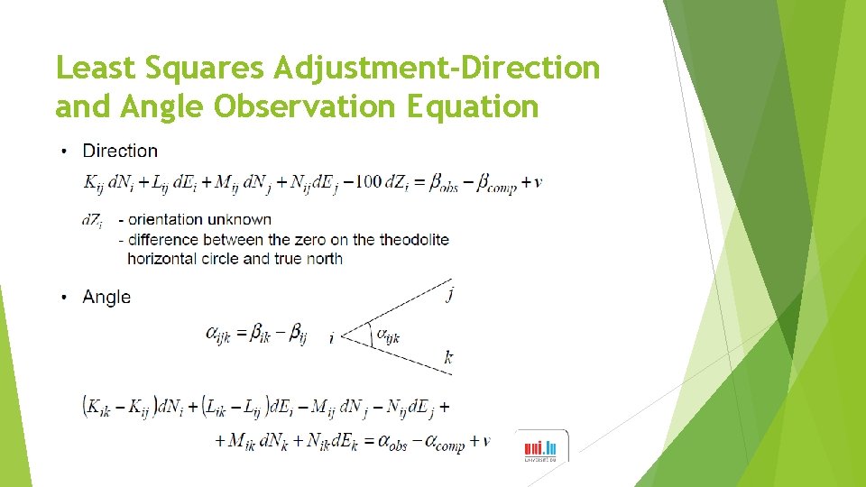 Least Squares Adjustment-Direction and Angle Observation Equation 