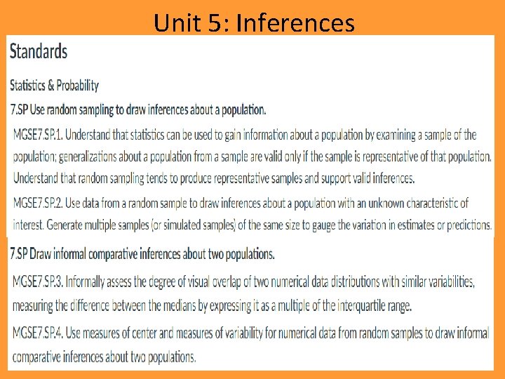 Unit 5: Inferences 