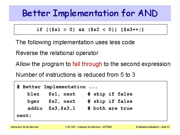 Better Implementation for AND if (($s 1 > 0) && ($s 2 < 0))