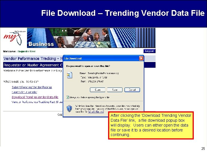 File Download – Trending Vendor Data File After clicking the ‘Download Trending Vendor Data