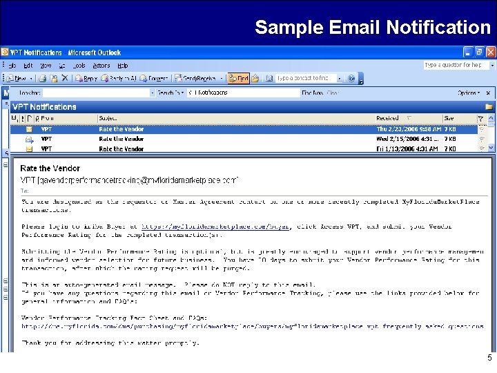 Sample Email Notification 5 