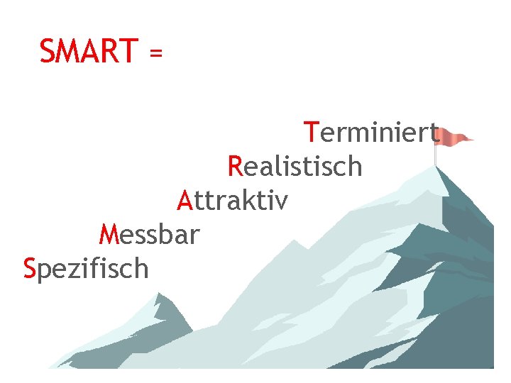 SMART = Terminiert Realistisch Attraktiv Messbar Spezifisch 