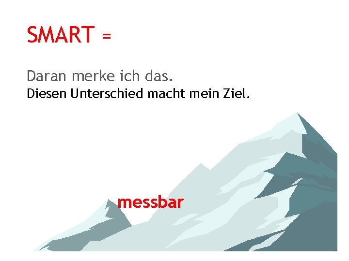 SMART = Daran merke ich das. Diesen Unterschied macht mein Ziel. messbar 