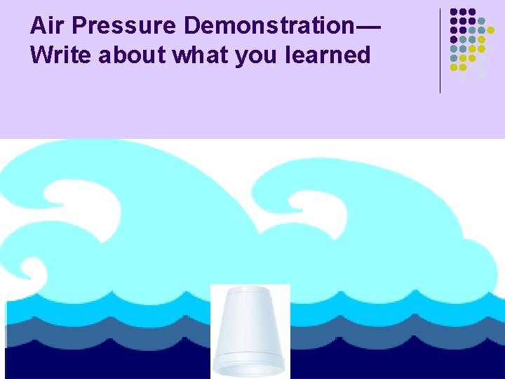 Air Pressure Demonstration— Write about what you learned 