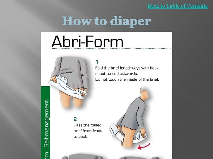 Back to Table of Contents How to diaper 
