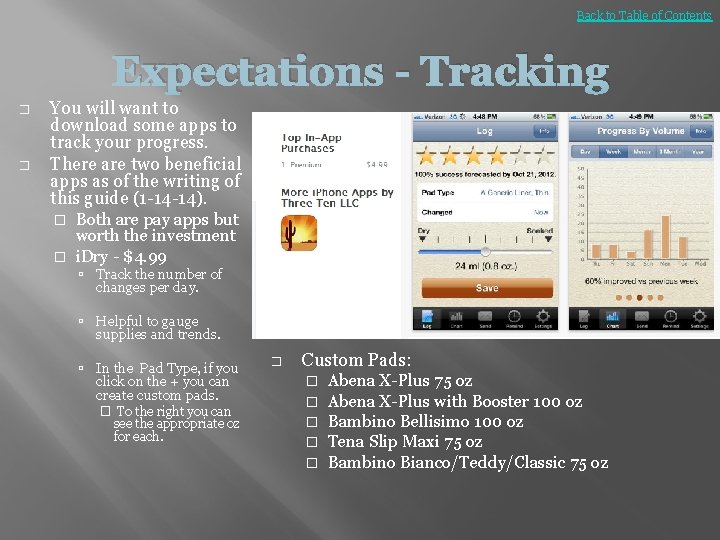 Back to Table of Contents Expectations - Tracking � � You will want to