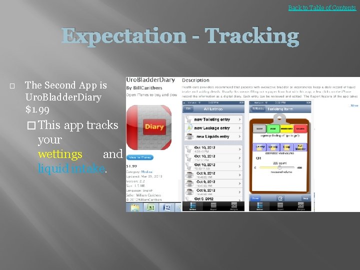 Back to Table of Contents Expectation - Tracking � The Second App is Uro.