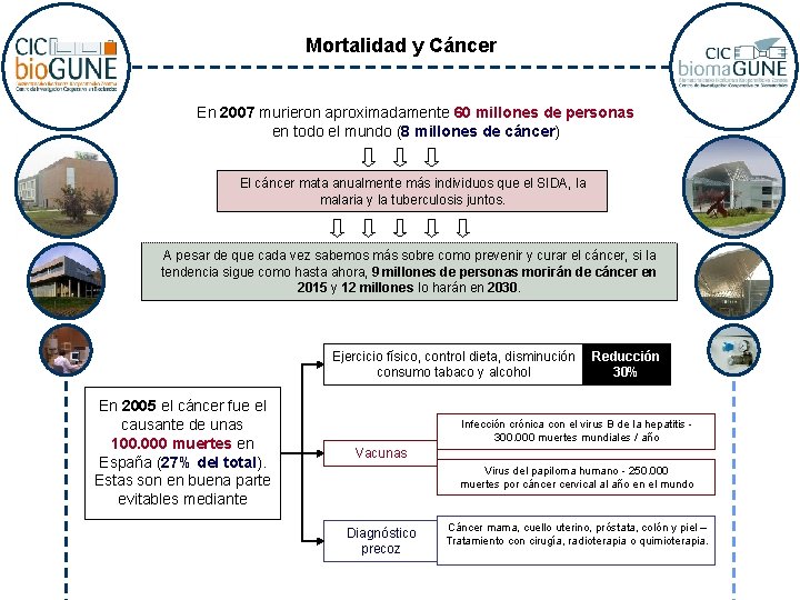 Mortalidad y Cáncer En 2007 murieron aproximadamente 60 millones de personas en todo el