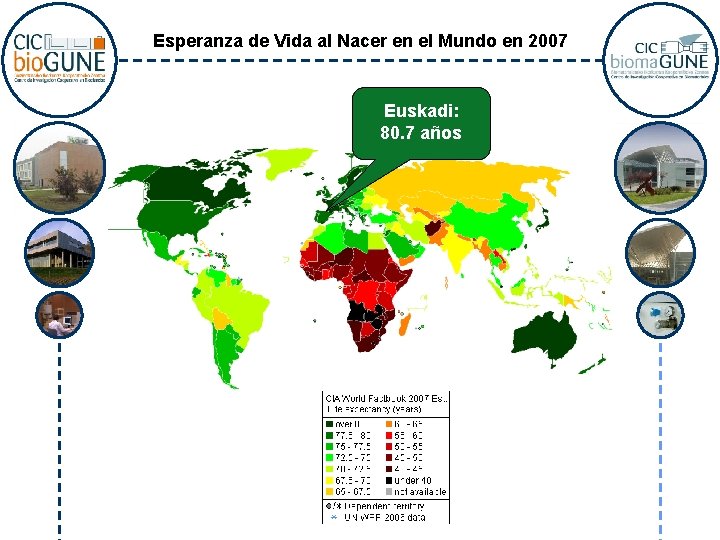 Esperanza de Vida al Nacer en el Mundo en 2007 Euskadi: 80. 7 años