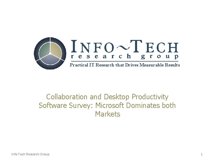 Practical IT Research that Drives Measurable Results Collaboration and Desktop Productivity Software Survey: Microsoft