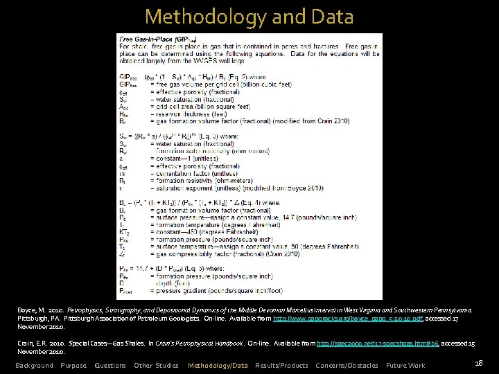 Methodology and Data Boyce, M. 2010. Petrophysics, Stratigraphy, and Depositional Dynamics of the Middle