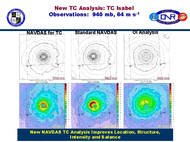 New TC Analysis: TC Isabel Observations: 940 mb, 64 m s-1 NAVDAS for TC